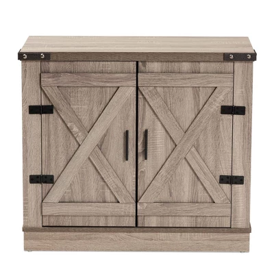 Wayne Farmhouse Wood 2 Doors Shoe Storage Cabinet Oak Brown - Baxton Studio 2 Wayne Farmhouse Wood 2 Doors Shoe Storage Cabinet Oak Brown - Baxton Studio - Image 2