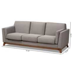 Baxton Studio Sava Fabric Upholstered Walnut Wood 3 Seater Sofa Gray - BaxtonStudio 10 Baxton Studio Sava Fabric Upholstered Walnut Wood 3 Seater Sofa Gray - BaxtonStudio -Baxton Studio GUEST 6dcce518 d45a 4aa7 9835 d4ec48c31e1f