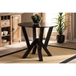 35" Irene Wide Round Wood Dining Table - Baxton Studio -Baxton Studio GUEST 6e1da5cc 7df2 4af7 93fd 5ce16c1444b2
