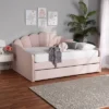 Queen Timila Velvet Fabric Upholstered Daybed With Trundle Light Pink - Baxton Studio