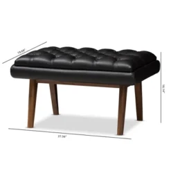 Baxton Studio Annetha Mid Century Modern Walnut Finished Wood Faux Leather Upholstered Ottoman Black -Baxton Studio GUEST 6eebd103 8a77 465b 80da 3dfb858c5194