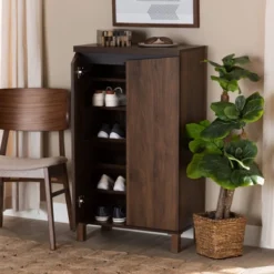 Talon Two-Tone Wood 2 Door Shoe Storage Cabinet Walnut Brown/Dark Gray - Baxton Studio 18 Talon Two-Tone Wood 2 Door Shoe Storage Cabinet Walnut Brown/Dark Gray - Baxton Studio -Baxton Studio GUEST 6f4a57cb a8b9 45a2 ad79 7db476b80e67