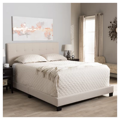 King Brookfield Modern And Contemporary Fabric Upholstered Grid Tufting Bed Beige - Baxton Studio 5 King Brookfield Modern And Contemporary Fabric Upholstered Grid Tufting Bed Beige - Baxton Studio - Image 5