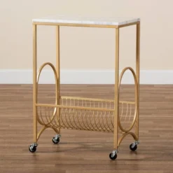 Jacek Metal Wine Cart With Marble Tabletop Gold - Baxton Studio 12 Jacek Metal Wine Cart With Marble Tabletop Gold - Baxton Studio -Baxton Studio GUEST 6f7d401e 0b85 48c4 83b8 4570d6b65148