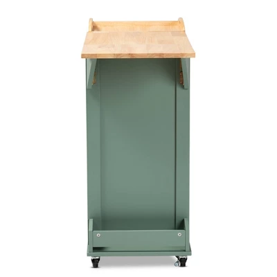 Dorthy Two-Tone Wood Kitchen Cart Green/Natural - Baxton Studio 5 Dorthy Two-Tone Wood Kitchen Cart Green/Natural - Baxton Studio - Image 5