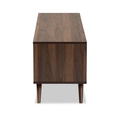 2 Door Naoki Two-Tone Wood TV Stand For TVs Up To 65" Gray/Walnut - Baxton Studio 3 2 Door Naoki Two-Tone Wood TV Stand For TVs Up To 65" Gray/Walnut - Baxton Studio - Image 3