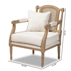 Clemence Upholstered Whitewashed Wood Accent Chair Ivory/Oak - Baxton Studio 12 Clemence Upholstered Whitewashed Wood Accent Chair Ivory/Oak - Baxton Studio -Baxton Studio GUEST 6fecbaac e8bd 43c5 b215 7897d5863042