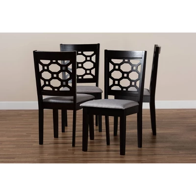 4pc Peter Fabric Upholstered And Wood Dining Chairs - Baxton Studio 4 4pc Peter Fabric Upholstered And Wood Dining Chairs - Baxton Studio - Image 4