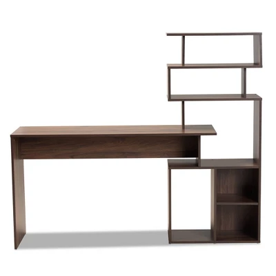 Foster Wood Storage Desk With Shelves Walnut/Brown - Baxton Studio 1 Foster Wood Storage Desk With Shelves Walnut/Brown - Baxton Studio