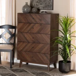 Hartman Wood 5 Drawer Storage Chest Walnut Brown - Baxton Studio -Baxton Studio GUEST 70bcb16c 8038 4376 99d8 709a7ea9bd74