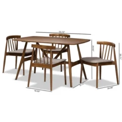 5pc Wyatt Midcentury Modern Walnut Wood Dining Set Beige/Brown - Baxton Studio -Baxton Studio GUEST 70d31893 4b7e 44ea 8caf 409763495337