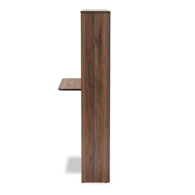 Ezra Wood Storage Computer Desk With Shelves Walnut - Baxton Studio 2 Ezra Wood Storage Computer Desk With Shelves Walnut - Baxton Studio - Image 2