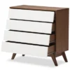Hildon Mid-Century Modern Wood 4 Drawer Storage Chest Brown - Baxton Studio