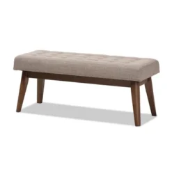 Elia Mid Century Modern Walnut Wood Fabric Button Tufted Bench - Baxton Studio 19 Elia Mid Century Modern Walnut Wood Fabric Button Tufted Bench - Baxton Studio -Baxton Studio GUEST 724901f5 b7f2 4733 bc2a 4d17294d0271