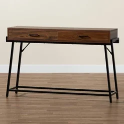 Eivor Wood And Metal 2 Drawer Console Table Walnut Brown/Black - Baxton Studio 15 Eivor Wood And Metal 2 Drawer Console Table Walnut Brown/Black - Baxton Studio -Baxton Studio GUEST 72677d5f bcef 4368 b846 578ca8ecffd1