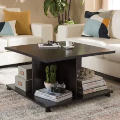 Cladine Modern Coffee Table With Storage Compartments & Castors - Baxton Studio 7 Cladine Modern Coffee Table With Storage Compartments & Castors - Baxton Studio -Baxton Studio GUEST 726c47fc 4f02 4170 90fd 4ee0584ae84f