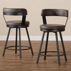 Set Of 2 Arcene Faux Leather Upholstered Pub Counter Height Barstools Gray/Black - Baxton Studio 10 Set Of 2 Arcene Faux Leather Upholstered Pub Counter Height Barstools Gray/Black - Baxton Studio -Baxton Studio GUEST 72cd1ec1 b842 4071 b573 89e9bfd45e2e