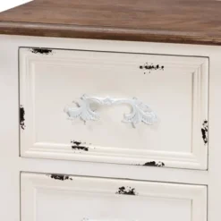 Levron Two-Tone And Antique Wood 2 Drawer Nightstand Walnut Brown/Antique White - Baxton Studio -Baxton Studio GUEST 72f9602f 27c2 4e50 b0cf e1115e0f77d3