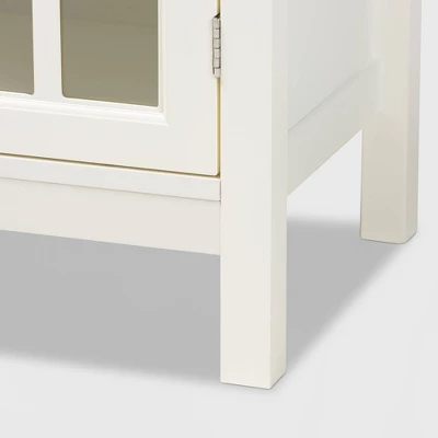 Kendall Wood And Glass Kitchen Cabinet White - Baxton Studio 5 Kendall Wood And Glass Kitchen Cabinet White - Baxton Studio - Image 5