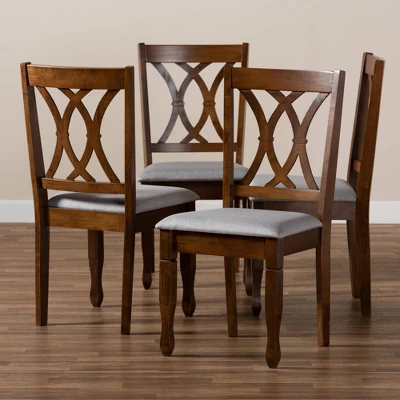 4pc Augustine Fabric Upholstered Dining Chair Set Gray/Walnut Brown - Baxton Studio 5 4pc Augustine Fabric Upholstered Dining Chair Set Gray/Walnut Brown - Baxton Studio - Image 5