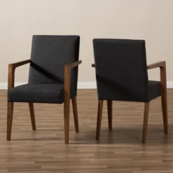 Set Of 2 Andrea Mid - Century Modern Upholstered Wooden Armchair - Dark Gray - Baxton Studio 8 Set Of 2 Andrea Mid - Century Modern Upholstered Wooden Armchair - Dark Gray - Baxton Studio -Baxton Studio GUEST 7426e2b5 74d8 4c70 8eb6 e53a56728fed