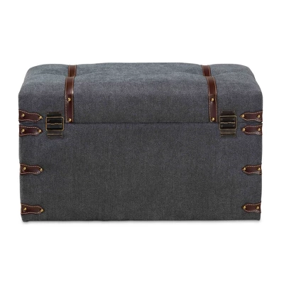Palma Modern Transitional Fabric Upholstered Storage Trunk Ottoman Gray - Baxton Studio: Cushioned, Antique Brass Latches, No Assembly Required 4 Palma Modern Transitional Fabric Upholstered Storage Trunk Ottoman Gray - Baxton Studio: Cushioned, Antique Brass Latches, No Assembly Required - Image 4