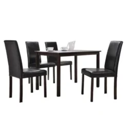 5pc Andrew Modern Dining Set Dark Brown - Baxton Studio