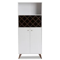 Baxton Studio Serafino And Walnut Finished Wood Wine Cabinet White/Brown - BaxtonStudio -Baxton Studio GUEST 74dcc13c f1ec 4dc6 9d60 8d56f6ea2e5e