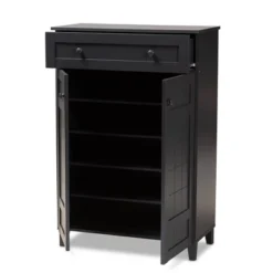 Shelf Wood Shoe Storage Cabinet With Drawer Glidden Finished Black - Baxton Studio 17 Shelf Wood Shoe Storage Cabinet With Drawer Glidden Finished Black - Baxton Studio -Baxton Studio GUEST 74e2bd47 f950 40a7 a038 bdec0ba4764e