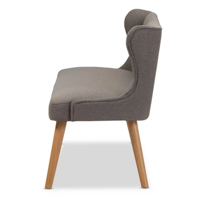 Melody Mid-Century Modern Fabric And Natural Wood Finishing 3 Seater Settee Bench Gray - Baxton Studio 2 Melody Mid-Century Modern Fabric And Natural Wood Finishing 3 Seater Settee Bench Gray - Baxton Studio - Image 2