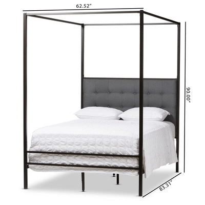 Queen Eleanor Vintage Industrial Finished Metal Canopy Bed Black - Baxton Studio 5 Queen Eleanor Vintage Industrial Finished Metal Canopy Bed Black - Baxton Studio - Image 5