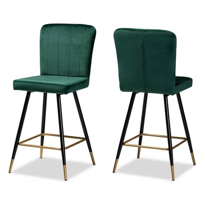 2pc Preston Two-Tone And Metal Bar Stool Set - Baxton Studio 8 2pc Preston Two-Tone And Metal Bar Stool Set - Baxton Studio - Image 8