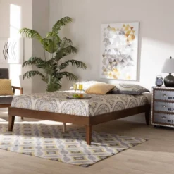 Lucina Walnut Platform Bed Frame Brown - Baxton Studio -Baxton Studio GUEST 7602d285 56ff 4aaf b27e 54064005d59b