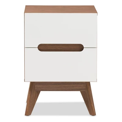 Calypso Mid - Century Modern Wood 3 - Drawer Storage Nightstand - Brown - Baxton Studio 2 Calypso Mid - Century Modern Wood 3 - Drawer Storage Nightstand - Brown - Baxton Studio - Image 2