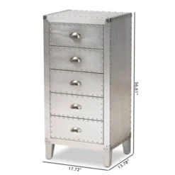 Carrel Metal 5 Drawer Accent Chest Silver - Baxton Studio 15 Carrel Metal 5 Drawer Accent Chest Silver - Baxton Studio -Baxton Studio GUEST 766bb927 1795 475a 890c 78d045f02af7