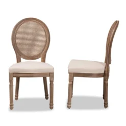 Set Of 2 Louis Fabric Upholstered With Rattan And Wood Dining Chairs Beige/Brown - Baxton Studio 10 Set Of 2 Louis Fabric Upholstered With Rattan And Wood Dining Chairs Beige/Brown - Baxton Studio -Baxton Studio GUEST 767533fb a35a 4c1a bc95 d088344f5f56
