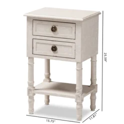 Lenore Country Cottage Farmhouse 2 Drawer Nightstand White - Baxton Studio -Baxton Studio GUEST 76832ad0 c4a0 4c8c ba14 723b6cf43075