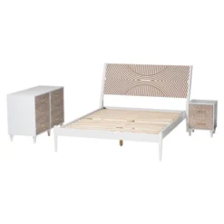 Baxton Studio Queen 3pc Louetta Carved Contrasting Bedroom Set White/Natural Brown -Baxton Studio GUEST 7710dfca bb36 4319 bf03 da8e4649db6d