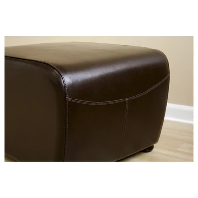 Full Leather Ottoman With Rounded Sides - Baxton Studio 4 Full Leather Ottoman With Rounded Sides - Baxton Studio - Image 4