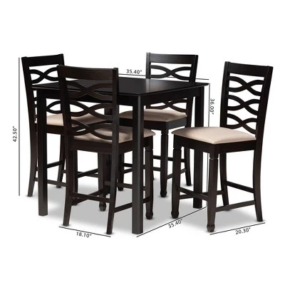 Lanier Wood Pub Counter Height Dining Set Espresso - Baxton Studio 2 Lanier Wood Pub Counter Height Dining Set Espresso - Baxton Studio - Image 2