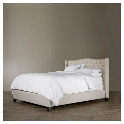 King Norwich Linen Modern Platform Bed Light Beige - Baxton Studio 2 King Norwich Linen Modern Platform Bed Light Beige - Baxton Studio - Image 2