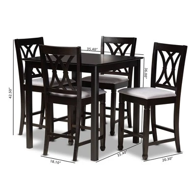 Reneau Espresso Wood Pub Set - Baxton Studio 2 Reneau Espresso Wood Pub Set - Baxton Studio - Image 2
