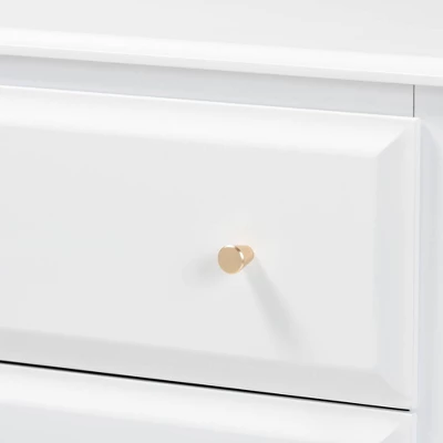 3 Drawer Naomi Wood Bedroom Chest White/Gold - Baxton Studio 4 3 Drawer Naomi Wood Bedroom Chest White/Gold - Baxton Studio - Image 4