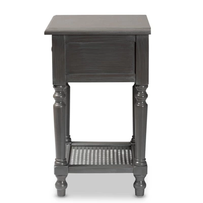 Sheldon Vintage Wood 1 Drawer Nightstand Gray - Baxton Studio 3 Sheldon Vintage Wood 1 Drawer Nightstand Gray - Baxton Studio - Image 3