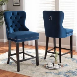 2pc Howell Modern Velvet Upholstered Wood Counter Height Barstool Set - Baxton Studio 14 2pc Howell Modern Velvet Upholstered Wood Counter Height Barstool Set - Baxton Studio -Baxton Studio GUEST 7784edb8 6a7c 4c90 acb7 bc40d06aef5e