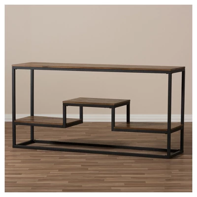 Doreen Rustic Industrial Style Antique Textured Finished Metal Distressed Wood Console Table - Black - Baxton Studio 3 Doreen Rustic Industrial Style Antique Textured Finished Metal Distressed Wood Console Table - Black - Baxton Studio - Image 3