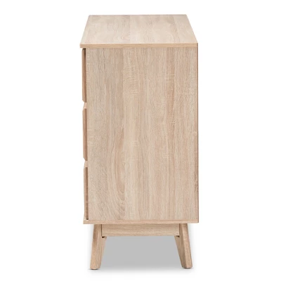 Mirren Light Oak 6 Drawer Dresser Brown, Dark Gray - Baxton Studio 3 Mirren Light Oak 6 Drawer Dresser Brown, Dark Gray - Baxton Studio - Image 3