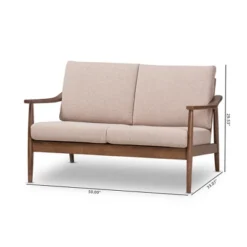Venza Mid-Modern Walnut Wood Fabric Upholstered 2 Seater Loveseat Light Brown - Baxton Studio 15 Venza Mid-Modern Walnut Wood Fabric Upholstered 2 Seater Loveseat Light Brown - Baxton Studio -Baxton Studio GUEST 7835925c 9b0c 4a84 adac 23c3aeba3540