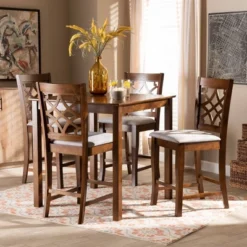 5pc Nisa Wood Pub Dining Set Walnut/Brown - Baxton Studio 12 5pc Nisa Wood Pub Dining Set Walnut/Brown - Baxton Studio -Baxton Studio GUEST 787f467c 9a68 4365 95a7 48e009ef0f86