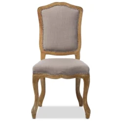 Chateauneuf French Weathered Oak Finish Fabric Upholstered Dining Side Chair Beige - Baxton Studio: Linen, No Assembly Required 6 Chateauneuf French Weathered Oak Finish Fabric Upholstered Dining Side Chair Beige - Baxton Studio: Linen, No Assembly Required -Baxton Studio GUEST 78b28f80 7bd5 438f 9887 1b66f144b2ce